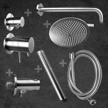 Complete RVS 23cm regenouche set Incl.Thermostaatkraan